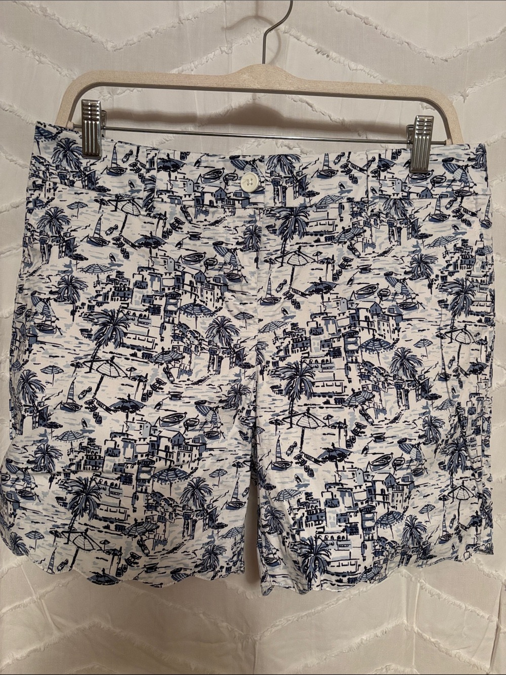 Talbots Women’s Coastal Print Casual Shorts - White/Navy